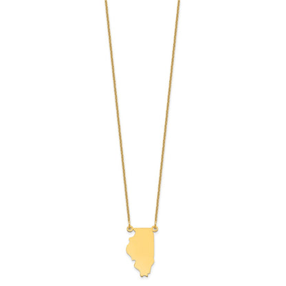 14K Yellow Gold 14Ky Illinois State Necklace