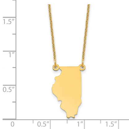 14K Yellow Gold 14Ky Illinois State Necklace