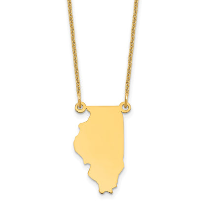 14K Yellow Gold 14Ky Illinois State Necklace