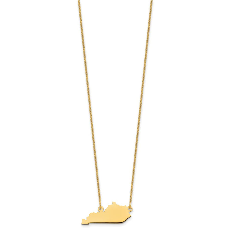 14K Yellow Gold 14Ky Kentucky State Necklace