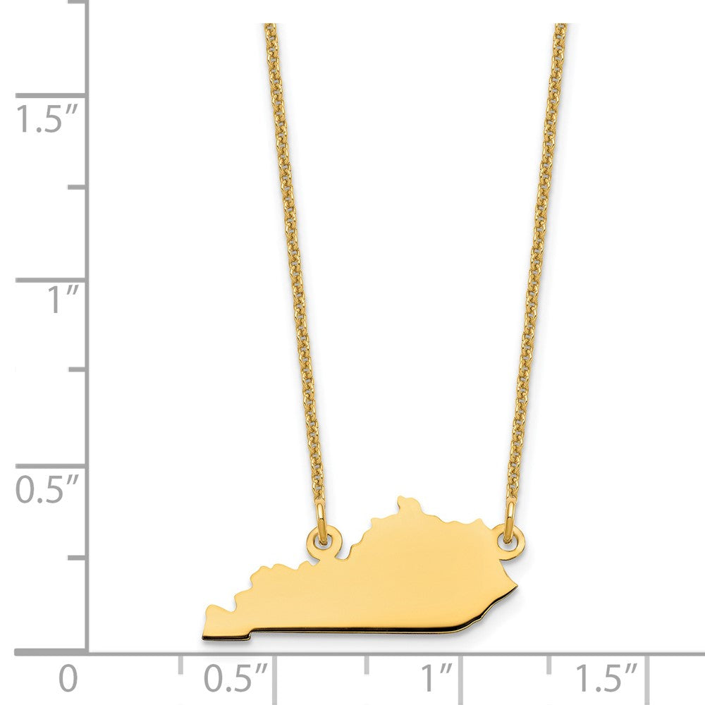 14K Yellow Gold 14Ky Kentucky State Necklace
