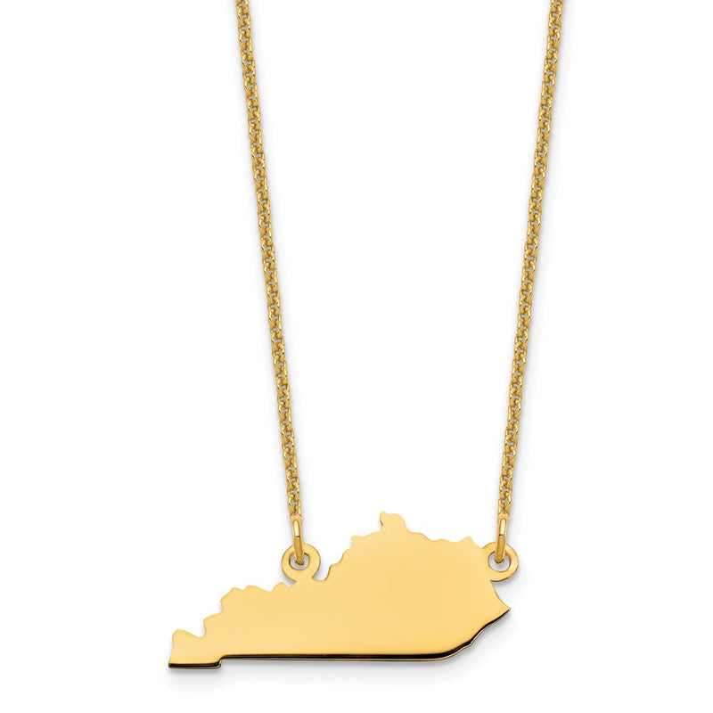 14K Yellow Gold 14Ky Kentucky State Necklace
