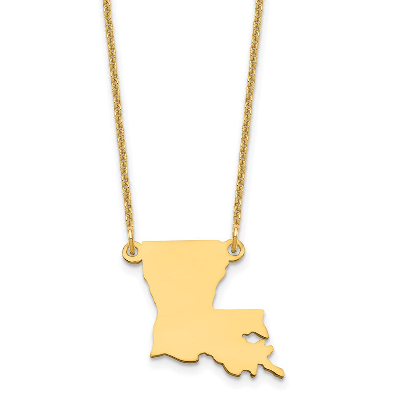 14K Yellow Gold 14Ky Louisiana State Necklace
