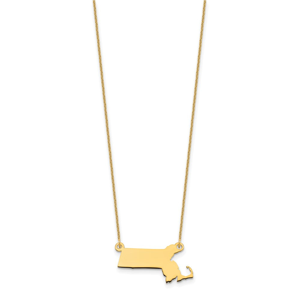 14K Yellow Gold 14Ky Massachusetts State Necklace