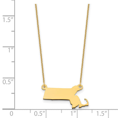 14K Yellow Gold 14Ky Massachusetts State Necklace