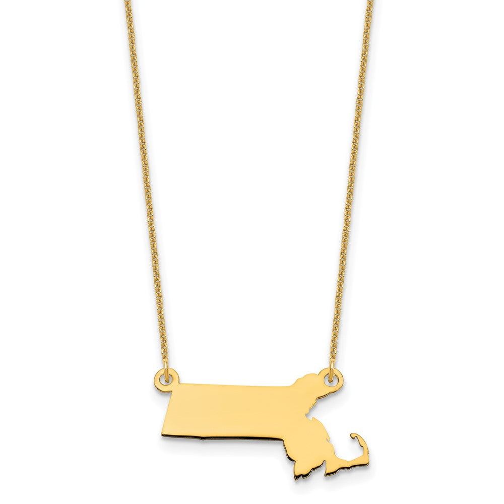 14K Yellow Gold 14Ky Massachusetts State Necklace
