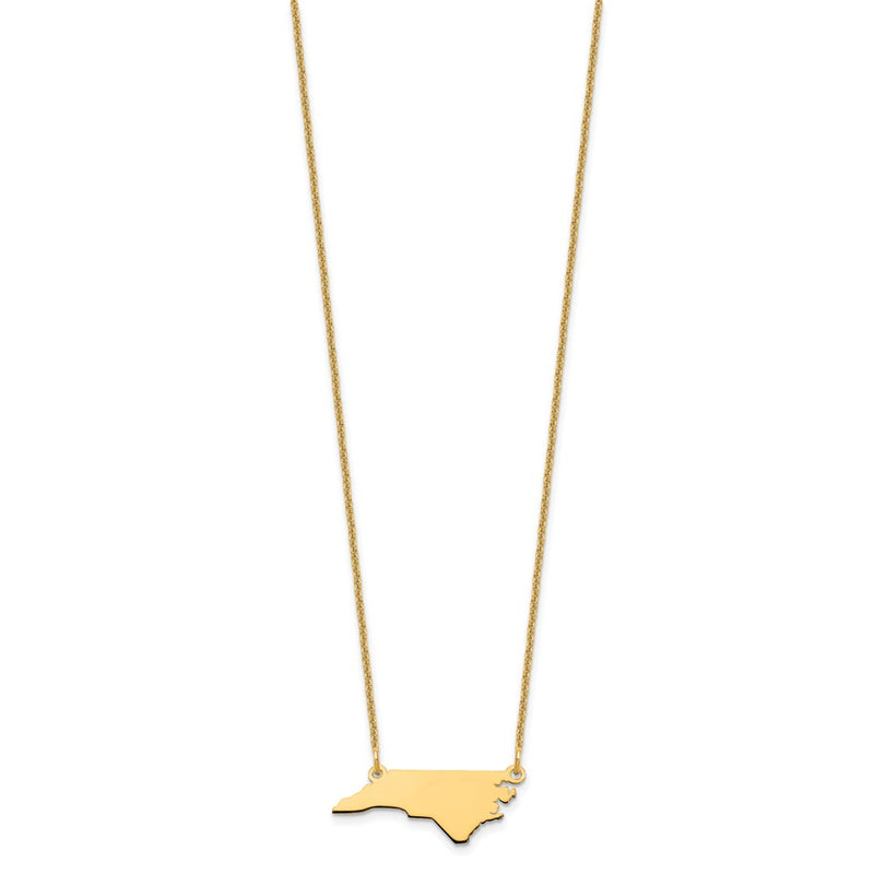 14K Yellow Gold 14Ky North Carolina State Necklace