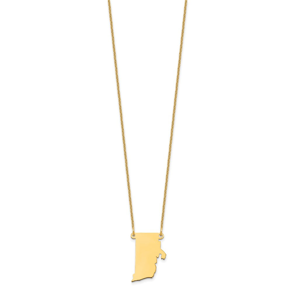 14K Yellow Gold 14Ky Rhode Island State Necklace