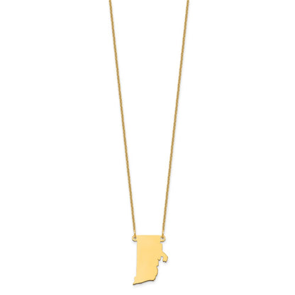 14K Yellow Gold 14Ky Rhode Island State Necklace