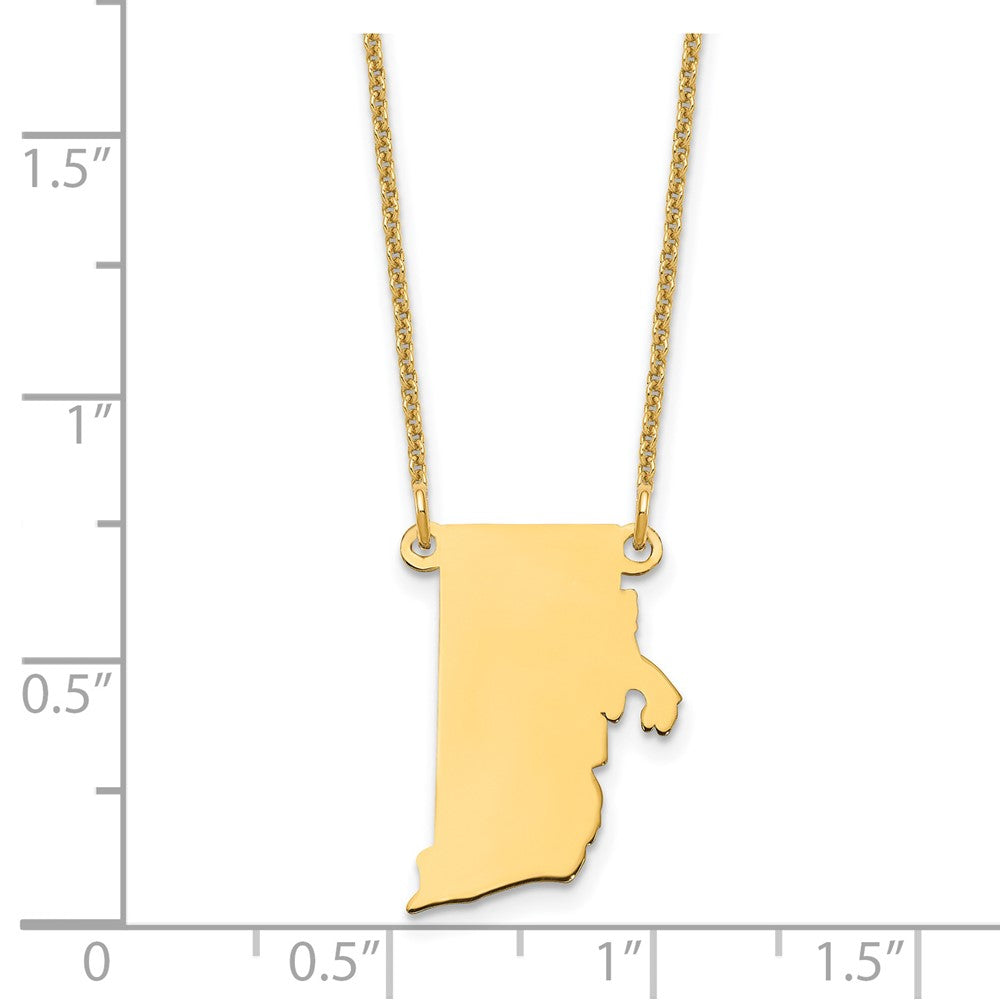 14K Yellow Gold 14Ky Rhode Island State Necklace