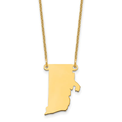 14K Yellow Gold 14Ky Rhode Island State Necklace