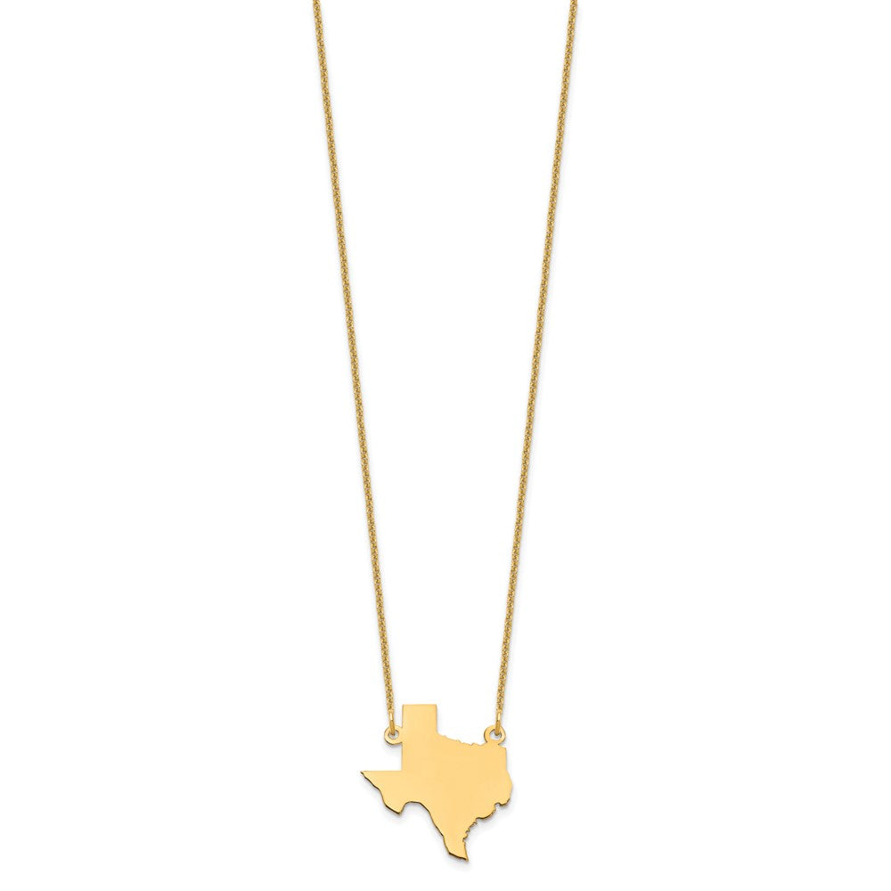 14K Yellow Gold 14Ky Texas State Necklace
