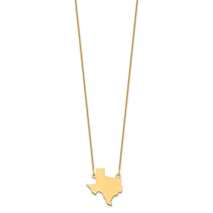 14K Yellow Gold 14Ky Texas State Necklace