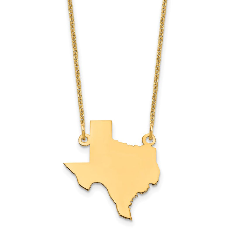14K Yellow Gold 14Ky Texas State Necklace