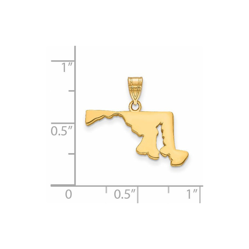 14K Yellow Gold 14Ky Maryland State Pendant