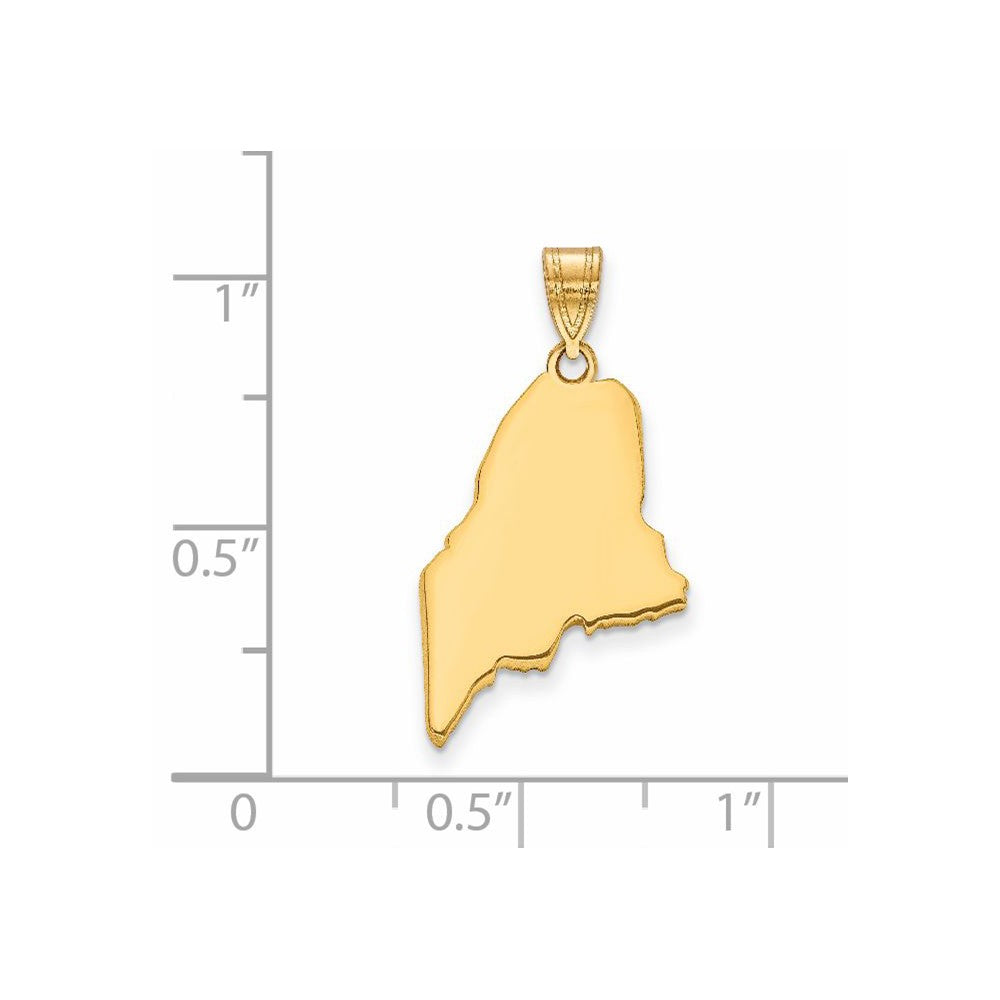 14k Yellow Gold 14KY Maine State Pendant