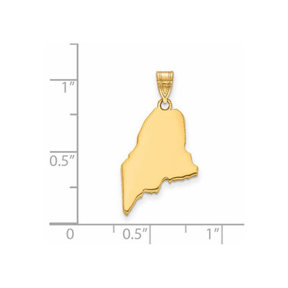 14k Yellow Gold 14KY Maine State Pendant
