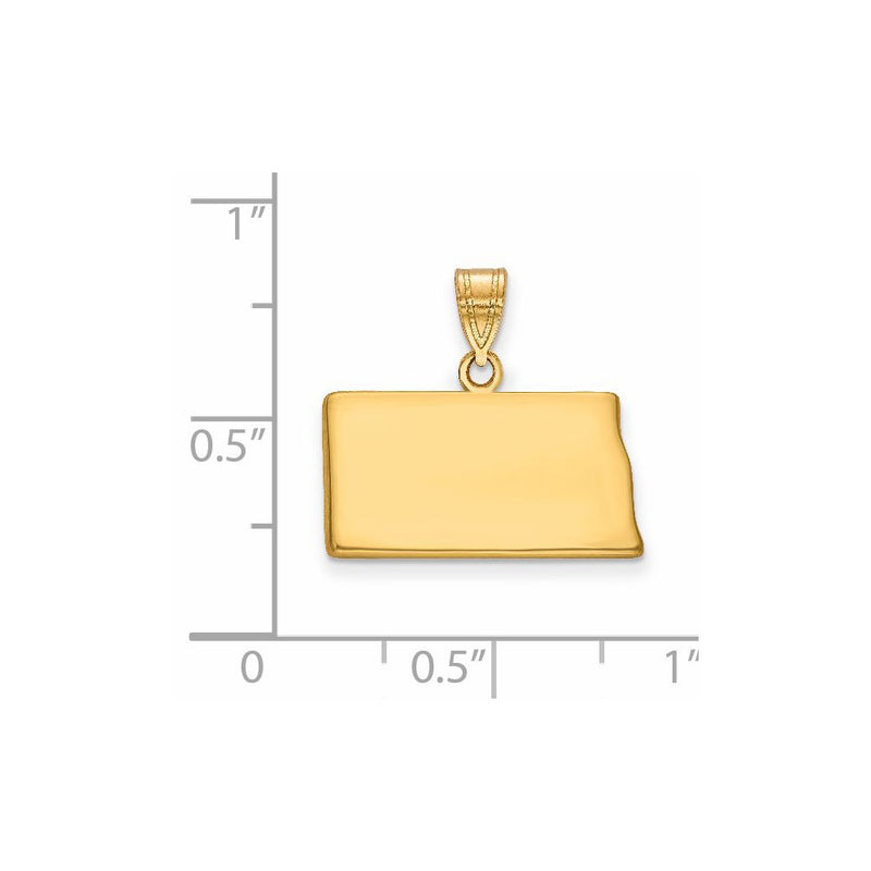 14K Yellow Gold 14Ky North Dakota State Pendant