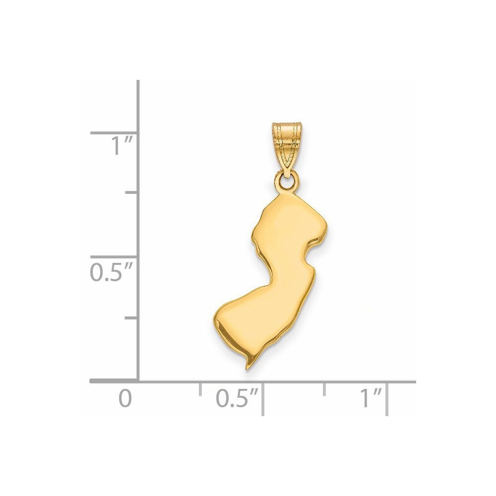 14k Yellow Gold 14KY New Jersey State Pendant