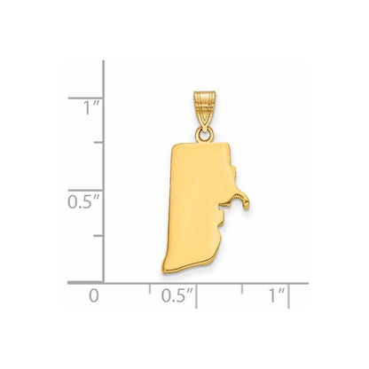14k Yellow Gold 14KY Rhode Island State Pendant