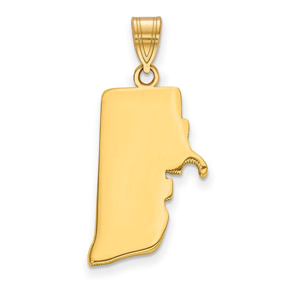 14k Yellow Gold 14KY Rhode Island State Pendant