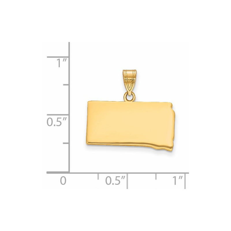 14K Yellow Gold 14Ky South Dakota State Pendant