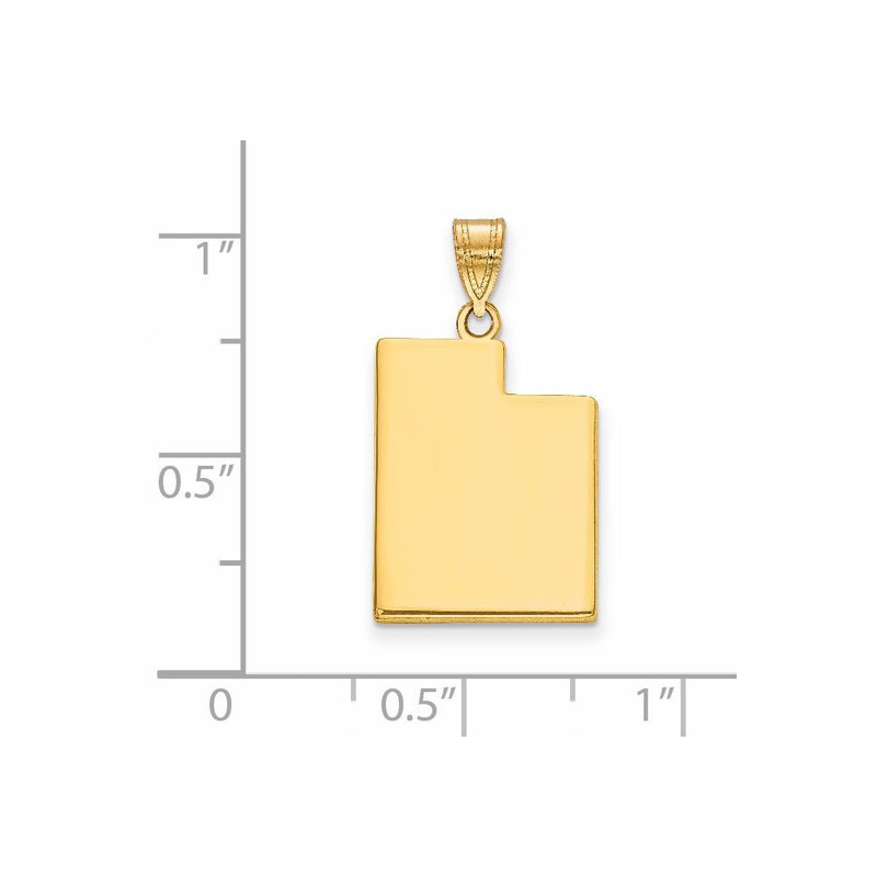 14K Yellow Gold 14Ky Utah State Pendant