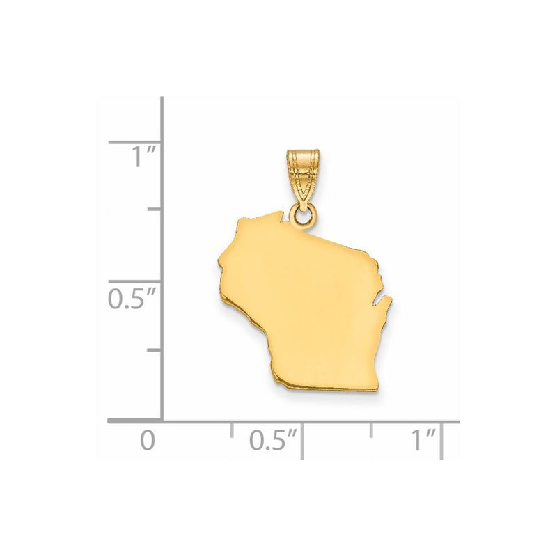 14K Yellow Gold 14Ky Wisconsin State Pendant