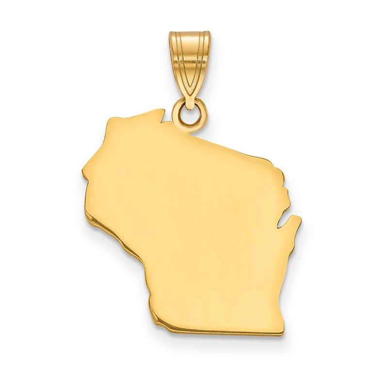 14K Yellow Gold 14Ky Wisconsin State Pendant