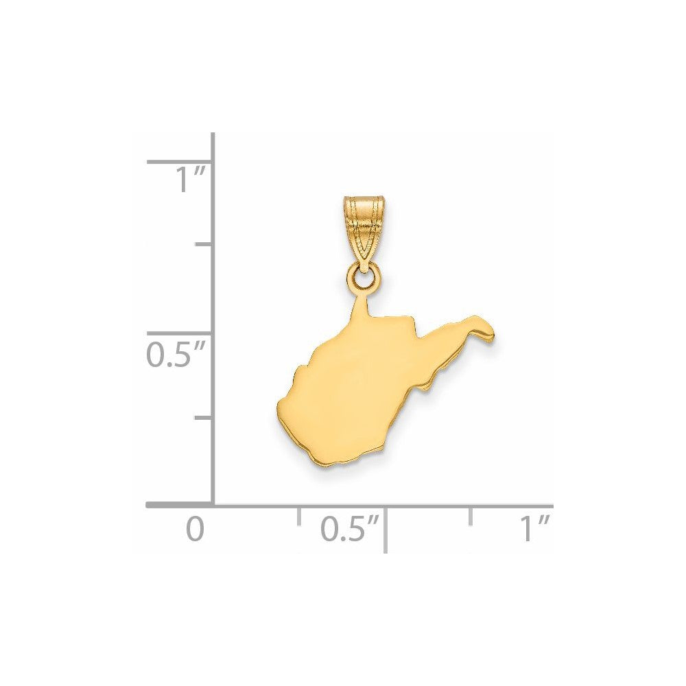 14k Yellow Gold 14KY West Virginia State Pendant