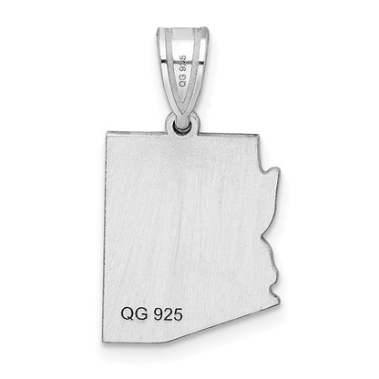 Sterling Silver Silver/Rhodium Plated Arizona State Pendant