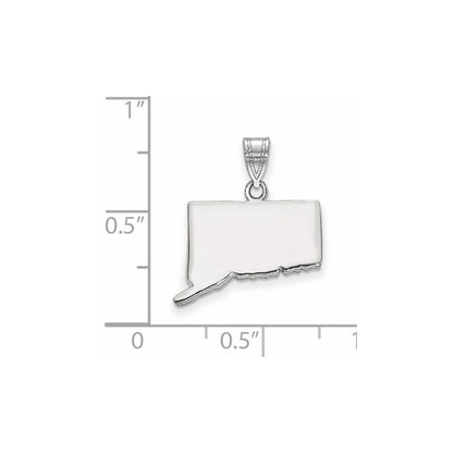 Sterling Silver Silver/Rhodium Plated Connecticut State Pendant