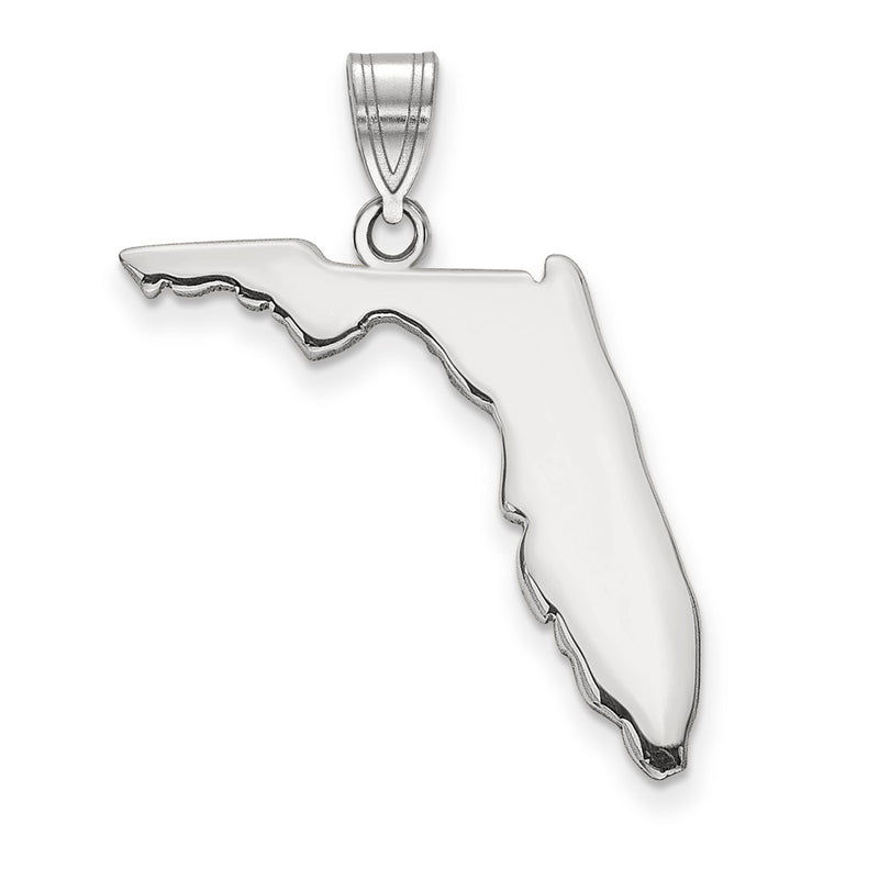 Sterling Silver Silver/Rhodium Plated Florida State Pendant