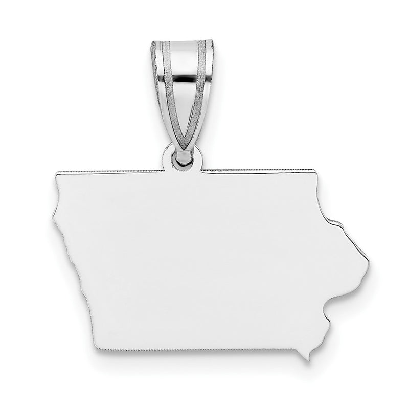 Sterling Silver Silver/Rhodium Plated Iowa State Pendant