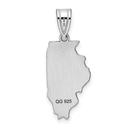14K White Gold 14Kw Illinois State Pendant