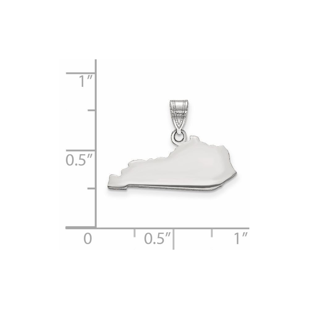 Sterling Silver Silver/Rhodium Plated Kentucky State Pendant