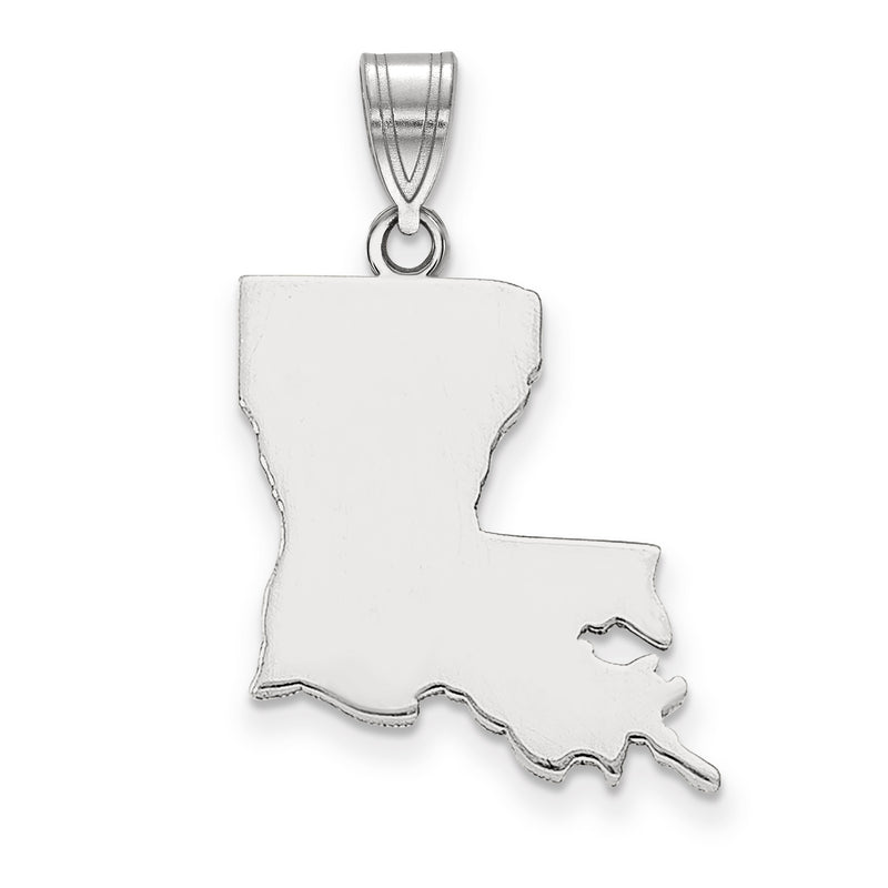 Sterling Silver Silver/Rhodium Plated Louisiana State Pendant