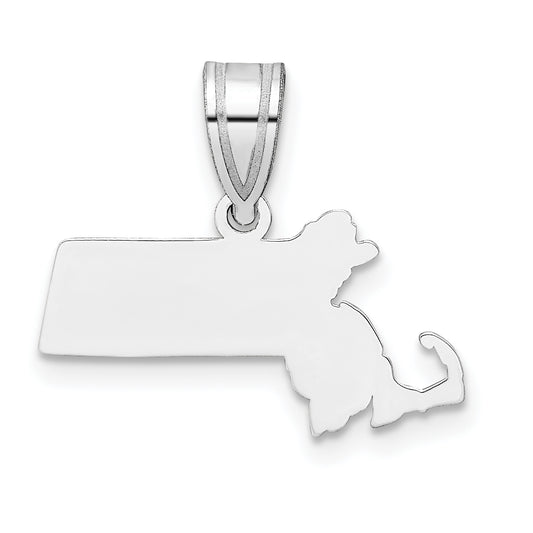 14K White Gold 14Kw Massachusetts State Pendant