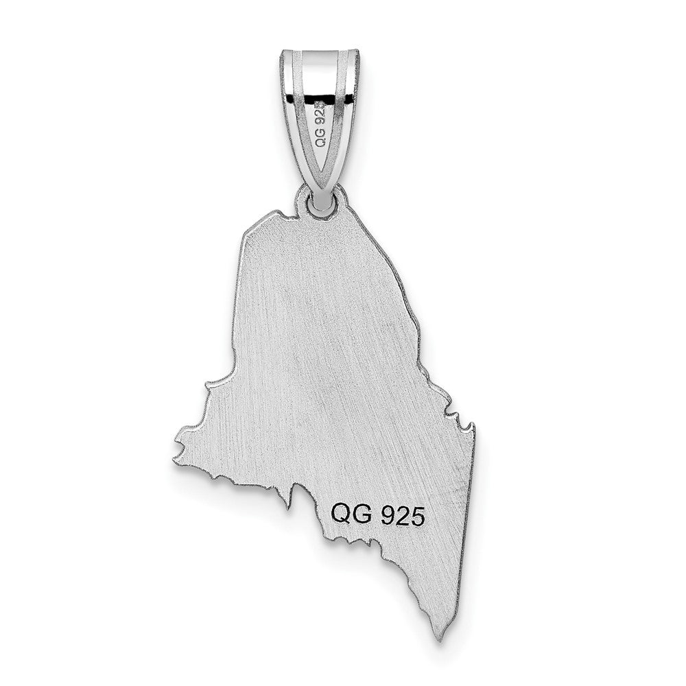 Sterling Silver Silver/Rhodium Plated Maine State Pendant