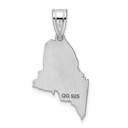 Sterling Silver Silver/Rhodium Plated Maine State Pendant