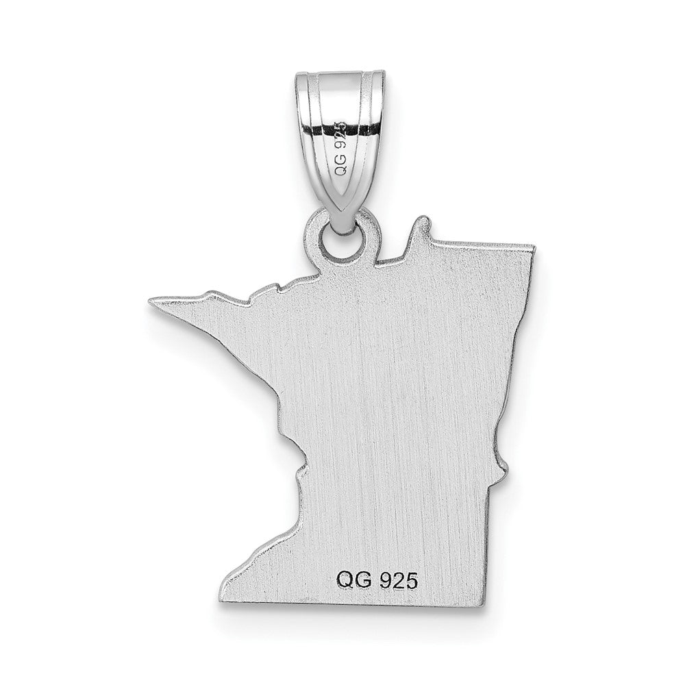 Sterling Silver Silver/Rhodium Plated Minnesota State Pendant
