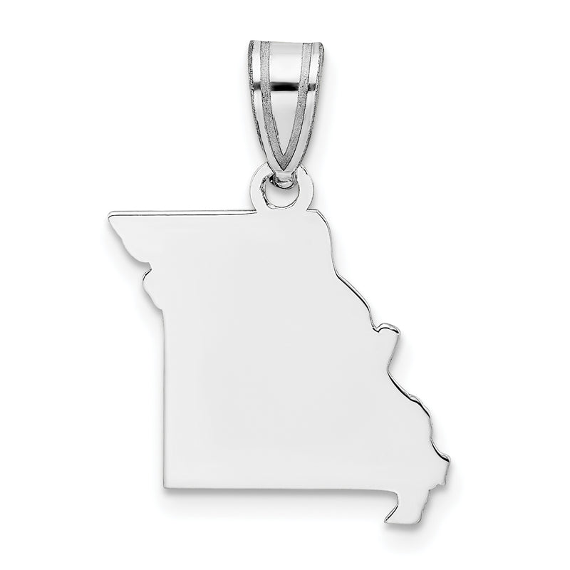 Sterling Silver Silver/Rhodium Plated Missouri State Pendant