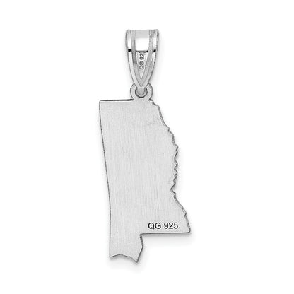 14k White Gold 14KW Mississippi State Pendant