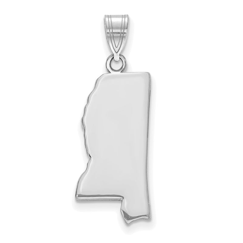 Sterling Silver Silver/Rhodium Plated Mississippi State Pendant