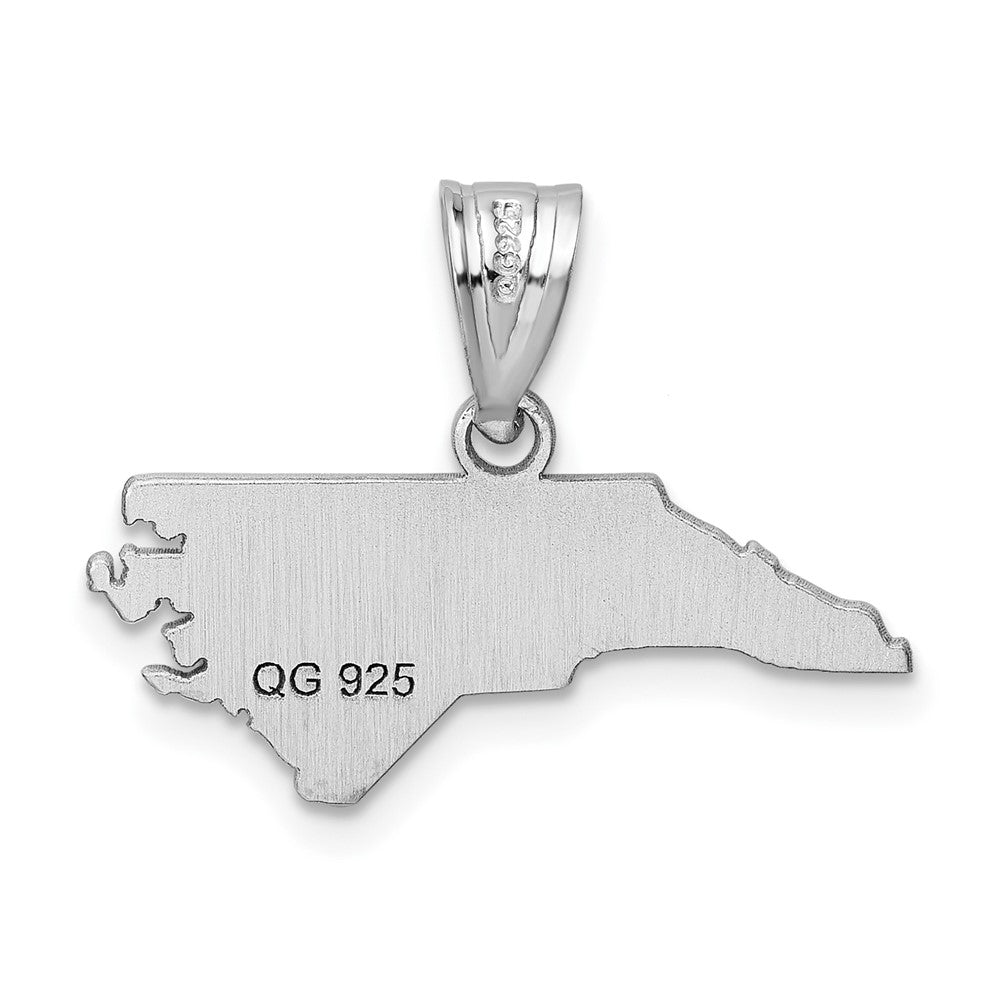 Sterling Silver Silver/Rhodium Plated North Carolina State Pendant