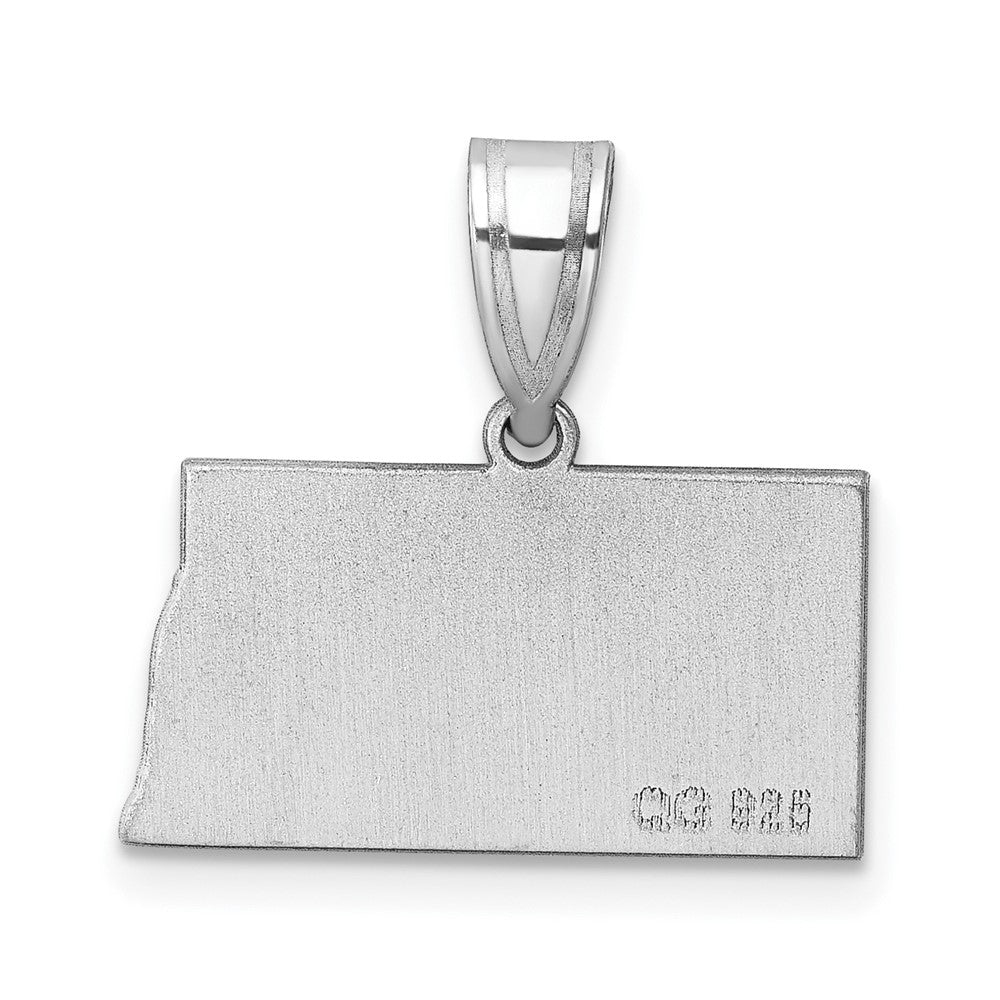 Sterling Silver Silver/Rhodium Plated North Dakota State Pendant