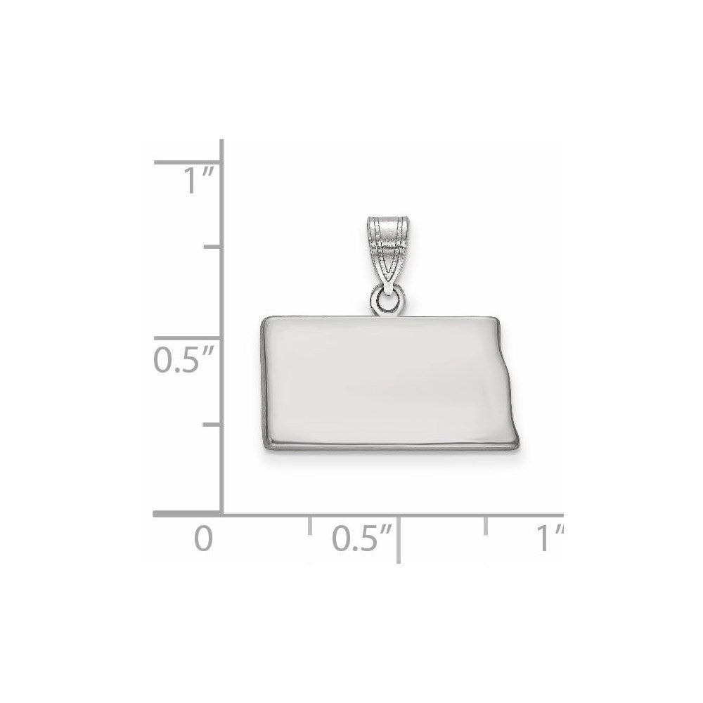 Sterling Silver Silver/Rhodium Plated North Dakota State Pendant