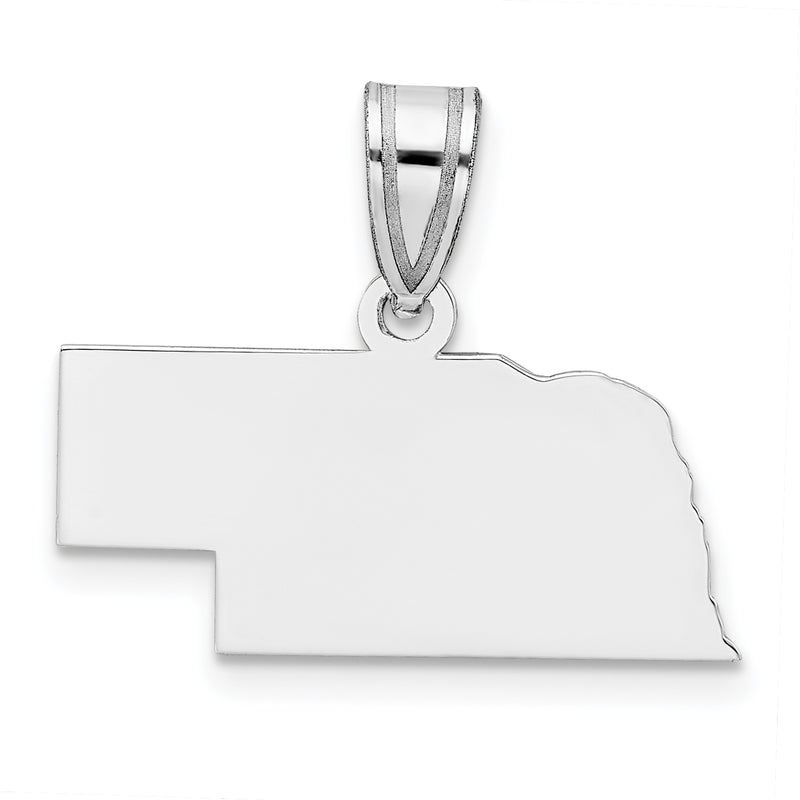 Sterling Silver Silver/Rhodium Plated Nebraska State Pendant