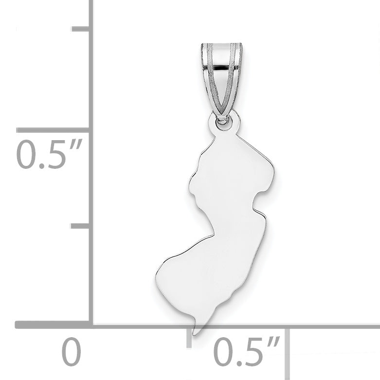 14K White Gold 14Kw New Jersey State Pendant
