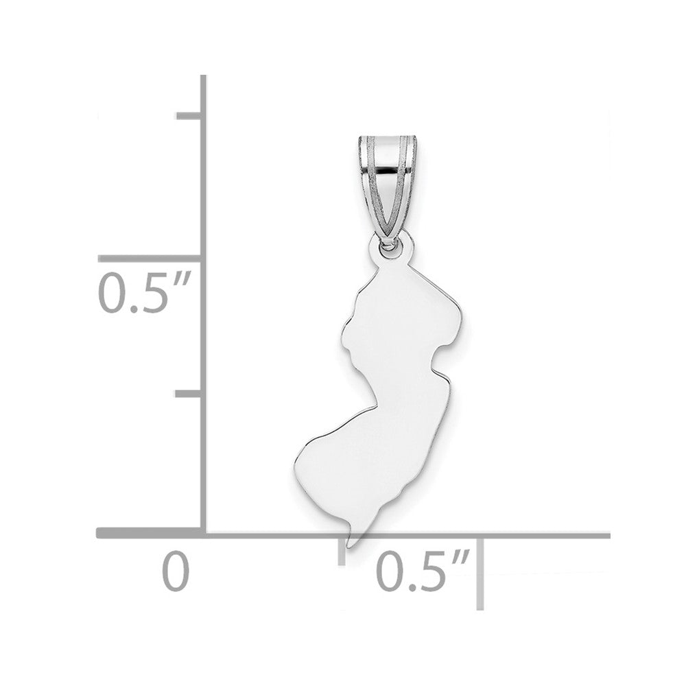 14K White Gold 14Kw New Jersey State Pendant
